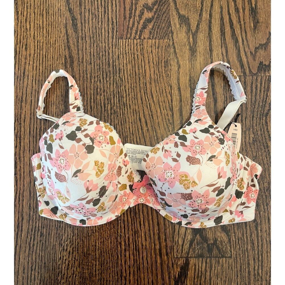Victoria's Secret Body push up bra 36C rhinestones floral pink NWT